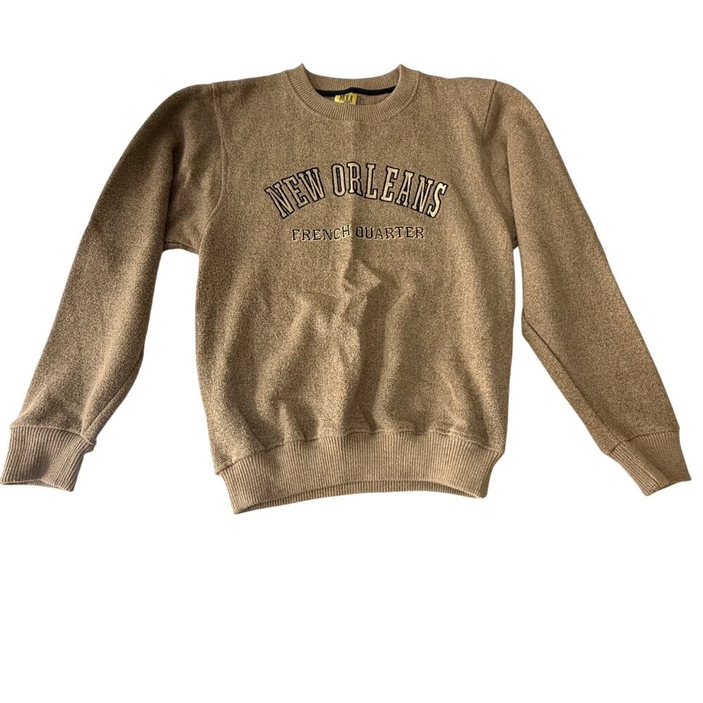 New Orleans French Quarter Brown Crewneck Sweatshirt, M